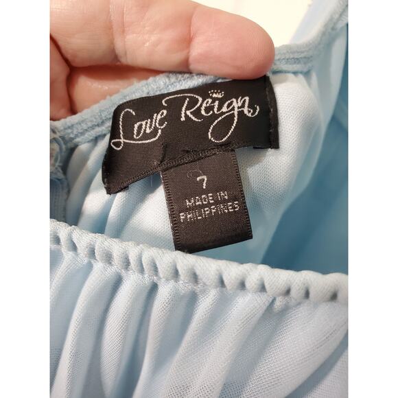 Love Reign Formal Dress – Size 7 – Light Blue Beaded Bodice – Long Evening Gown - Picture 4 of 10